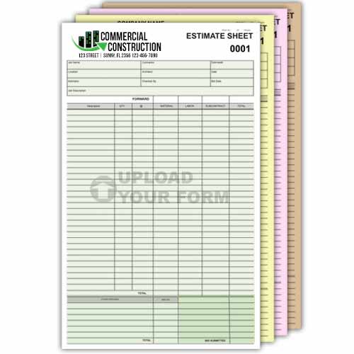 Multi-Color 4 Part Carbonless Form Legal Size – Hard Back
