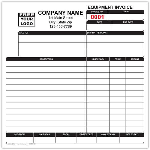 Equipment Work Order Invoice