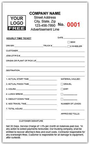 Hourly Load Ticket Forms