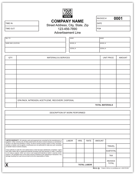 HVAC Invoice Forms