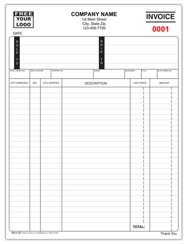 Invoice Form 750 2-Part or 3-Part