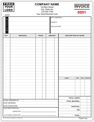 Invoice Form 751 2-Part or 3-Part