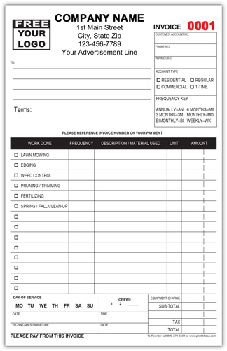 Landscaping Invoice Form 793