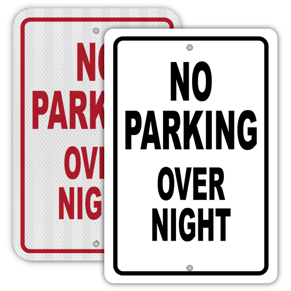 No Parking Overnight Sign