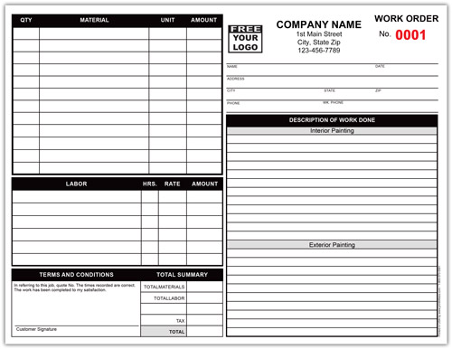 Painting Contractor Work Order Form