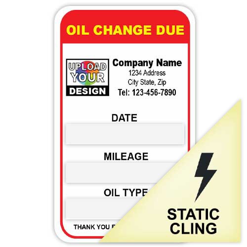Static Cling Label – Oil Change Due