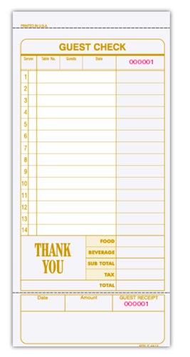 Snap Apart Guest Check – Blank