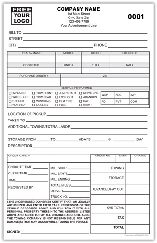 Towing Invoice Form