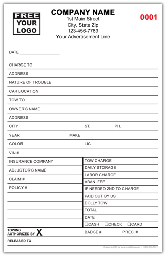 Towing Ticket Invoice Form