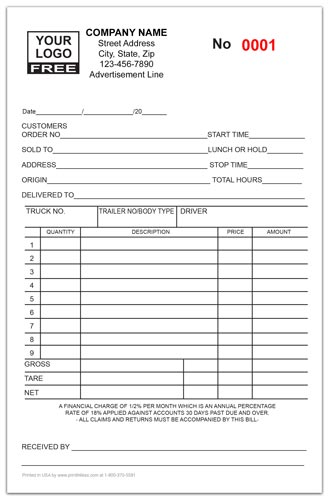 Trucking Company Invoices