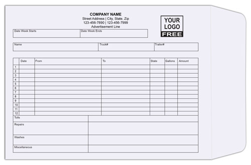 Truck Driver Trip Envelopes