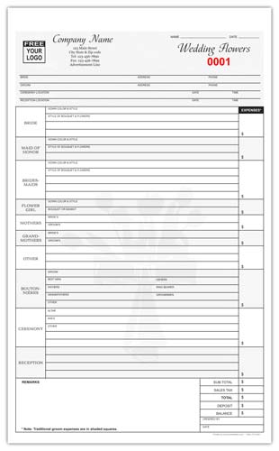 Wedding Flowers Planning Form