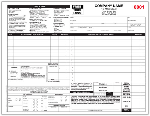 Auto HVAC Invoice Form