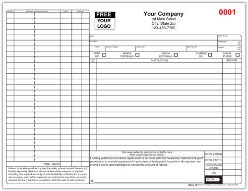 Automotive Repair Service Form
