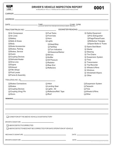 Drivers Vehicle Inspection Form