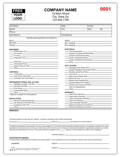 HVAC Proposal Form