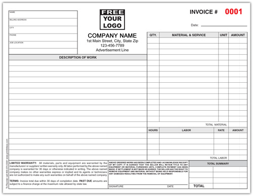 HVAC Remodeling Invoices