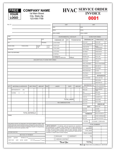 HVAC Invoice Form 686