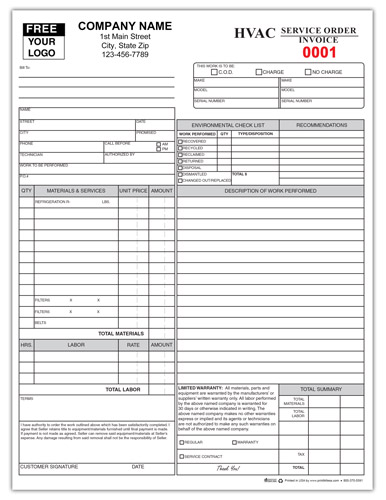 HVAC Service Repair Form