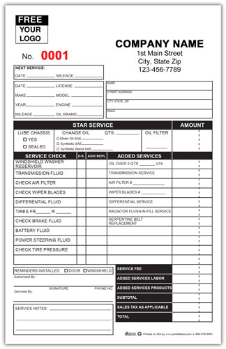 Oil Change Form